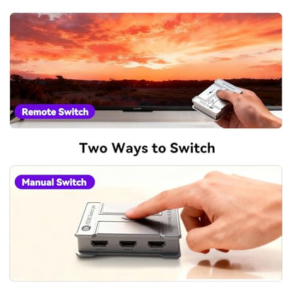 8K HDMI 2.1 Bi-Directional Switch, 3-in 1-Out & 1-in 3-Out, Support 8K@60Hz 4K@120Hz HDR+ Dolby Vision, HDMI 2.1 Splitter Compatible with PS5/4 Xbox Nintendo Switch Roku Apple TV Fire Stick