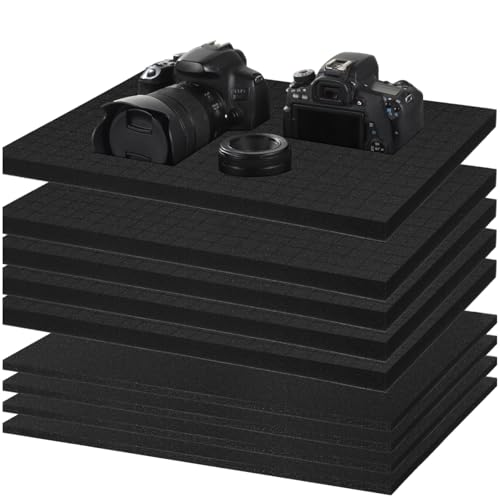 8 PCS Pick and Pluck Foam Inserts, Pre-Cut Cube Foam Sheets with Bases, Customizable Protective Foam for Cases, Toolboxes, Drawer Organizers, Cameras, Moving Transportation