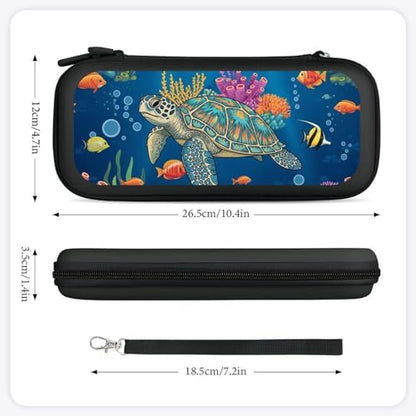 PPIKTC Travel Hard Shell Carrying Case for Switch, Shockproof Protective Storage Bag with 15 Game Cartridges, Sea Turtle - color: Design (214)