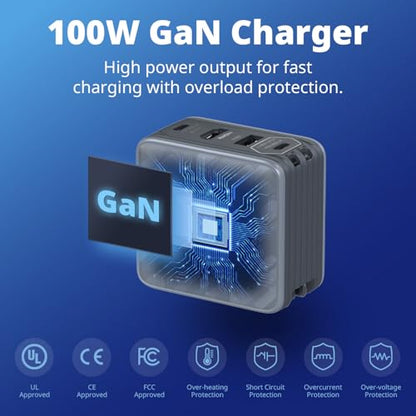 AVerMedia Portable Charger, Switch 2 Dock, 100W GaN Fast Charging USB C Hub, TV Docking Station with 4K60 HDMI, Compatible with iPhone, iPad, Laptop, PC, Gaming Accessories