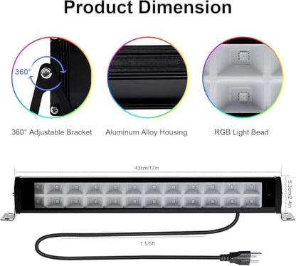 2 Pack 50W 2.4G Remote Control RGB Wall Washer Light with Remote Control & APP Control, for Birthday Party, Garden Lighting, Wall Display, Hotel, Building, Commercial Lighting - size: 50W RGB&3000K*2