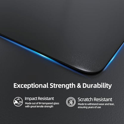 ATTACK SHARK CM05 Glass Gaming Mouse Pad,17.7x15.7 in Large Mouse Mat，Non Slip 9H Hard Mousepads,Nano-Textured Glass Surface with Improved Precision and Speed for FPS Players-Pure Black - color: Pure Black