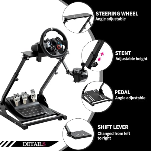 Minneer Foldable Steering Racing Wheel Stand for Logitech G29 G920 G923 G27，for Thrustmaster T80 T150 T248, for Fanatec Racing wheel Driving Simulator Cockpit(Wheel, Pedals, Handbrake Not Included)