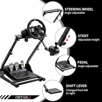 Minneer Foldable Steering Racing Wheel Stand for Logitech G29 G920 G923 G27，for Thrustmaster T80 T150 T248, for Fanatec Racing wheel Driving Simulator Cockpit(Wheel, Pedals, Handbrake Not Included)