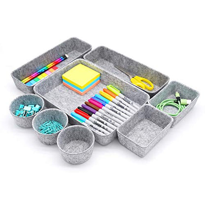 Welaxy 8-piece desk drawer organizer trays felt shallow bin Gray Minimalist - color: Gray