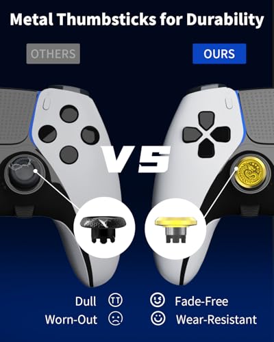 KD.FLY Metal Thumbsticks & Back Paddles for PS5 Edge Controller Joystick Replacement, Custom Analog Thumb Sticks Caps for PS5 Dual Sense Edge Stick Module, 2 Joystick, 4 Back Buttons, Golden Dragon - color: Golden Dragon