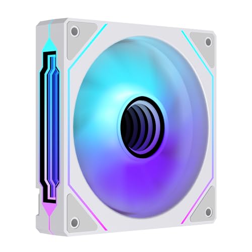 Prism4 Pro 120mm PC Blade ARGB Case Fans,Infinity Mirror RGB Light Effect 5V 3PIN Motherboard Light Sync 800~1800RPM PWM PC Fan(White Reverse) - color: White, size: 4Pro_Reverse_1Pack