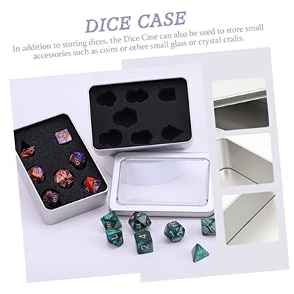 Alipis Square Iron Dice Storage Case with Foam Inserts Portable Tin Dice Organizer for Home Use for Board -Piece Set