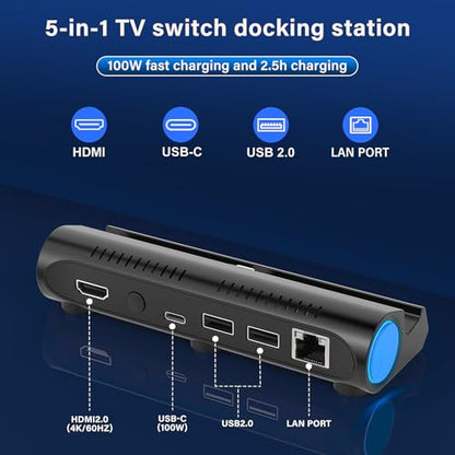 Switch TV Dock Station Compatible for Nintendo Switch/Switch OLED, Switch Station with LAN PORT/4K HDMI/1080P/60Hz Output, Compatible with Official Switches Docking Stand (1000Mbps Ethernet Port)