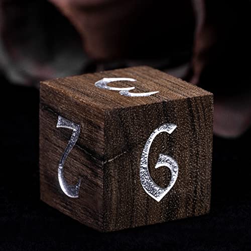 Wooden Dice Set Bubinga Wood DND Dice Set for D&D Tabletop Games | Iron Box, DM Gift, for Dungeons and Dragons Role Playing Games - color: Bubinga Wood