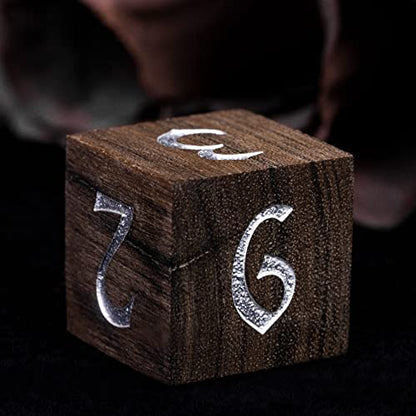 Wooden Dice Set Bubinga Wood DND Dice Set for D&D Tabletop Games | Iron Box, DM Gift, for Dungeons and Dragons Role Playing Games - color: Bubinga Wood