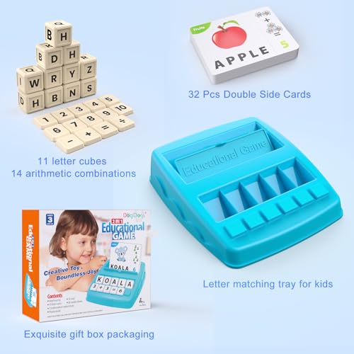 Toys for 3-8 Year Olds Boys Girls, Matching Letter Game Educational Games for Kids Ages 3-8 Birthday Gifts for 3-8 Year Olds Boys Girls Preschool Kindergarten Educational Spelling Toys Light Blue - color: Light Blue