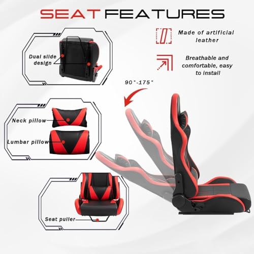 Marada Racing Simulator Cockpit with Adjustable Leather Gaming Race Seat Fit for Logitech G25 G27 G29 G923, for Thrustmaster T248 T300RS TX F458 T128,Steering Driving Car Stand No Wheel Pedal Shifter