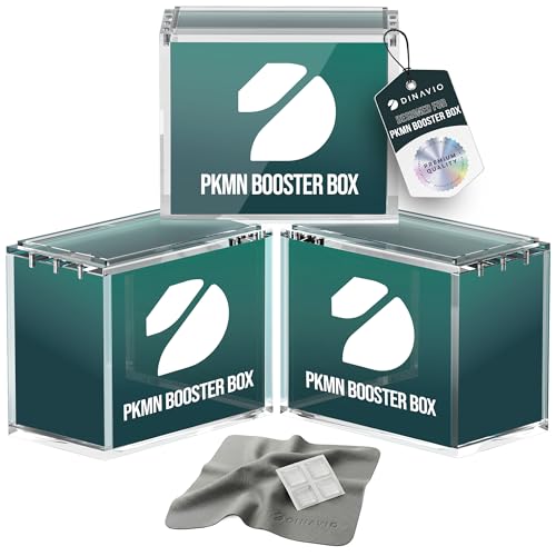 Dinavio Crafthouse PKMN Booster Box Case Acrylic Display Stackable 3 Pack - 8mm + 5mm Ultra Thick Acrylic - PKMN Booster Box Case Protector - Compatible with PKMN Booster Boxes (3 Pack) - size: PKMN Booster Box Case (3 Pack)