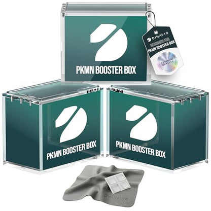 Dinavio Crafthouse PKMN Booster Box Case Acrylic Display Stackable 3 Pack - 8mm + 5mm Ultra Thick Acrylic - PKMN Booster Box Case Protector - Compatible with PKMN Booster Boxes (3 Pack) - size: PKMN Booster Box Case (3 Pack)