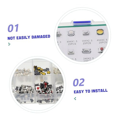BESTOYARD 250pcs Car Switch Buttons Tactile Push Button Switch Kit Arcade Game Parts Replacement for Automotive