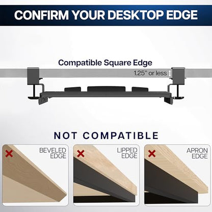 VIVO Small Keyboard Tray, Under Desk Pull Out with Extra Sturdy C Clamp Mount System, 20 (26 Including Clamps) x 11 inch Slide-Out Computer Platform Drawer, White, MOUNT-KB05ES-W | Keyboard Tray for Typing, Slide Out Platform, Extra Sturdy C-Clamp Mount S