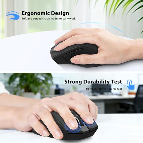 Redragon Ergonomic 2.4G Wireless Mouse for Laptop and Chromebook | Up to 24-month battery life, 5 DPI levels up to 4000, 6 buttons, auto sleep, plug-and-play, anti-sweat grip, 12-mo warranty