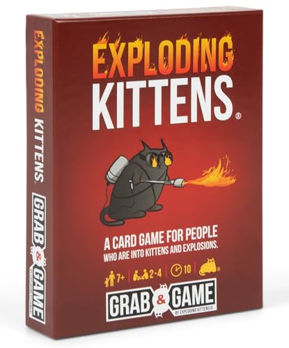 Exploding Kittens Grab and Game, 2-4 Players, Ages 7+, Pocket Version | Pocket-sized Exploding Kittens! Quick to learn, travel-friendly, and great for road trips, parties, and gifting.