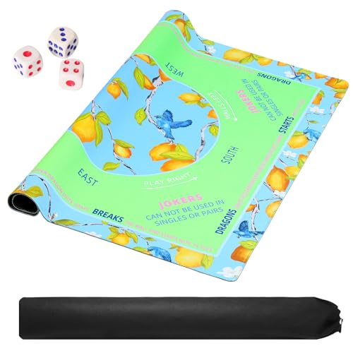 TIASUSAN American Mahjong Learning Mat (33” x 33”) with Black Carrying Bag, Blue and Green, Anti-Slip, Noise-Reducing, Mahjong Mat for Table - color: Blue and Green