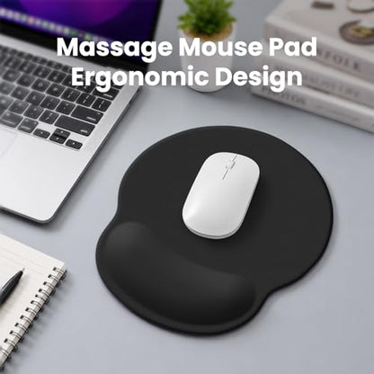 Mouse pad with Wrist Rest,Relieving Pain Memory Foam Computer pad, Ergonomic Desktop Mouse, Silicone Material Mouse pad, with Non-Slip PU Base (Black) - color: black
