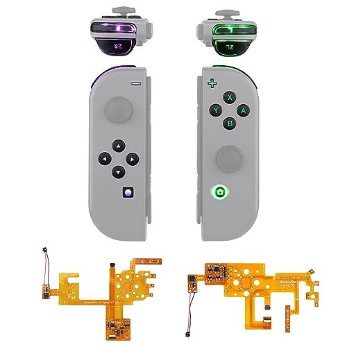 eXtremeRate 7 Colors 9 Modes NS Joycon DFS LED Kit, Multi-Colors Luminated Black Classical Symbols ABXY Trigger Face Buttons for Nintendo Switch & Switch OLED Model Joy-Con - Joycon NOT Included - color: V2_Classic Black