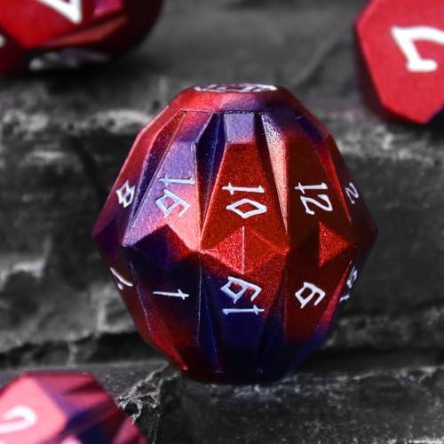 FONVGOGO Metal Dice Set D and D for Dungeons and Dragon, Metal Polyhedral DND Dice with Cardboard Box Unique Cool RPG Dice for Role Playing Tabletop Games Gifts (Black Red) - color: S Black Red