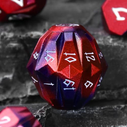 FONVGOGO Metal Dice Set D and D for Dungeons and Dragon, Metal Polyhedral DND Dice with Cardboard Box Unique Cool RPG Dice for Role Playing Tabletop Games Gifts (Black Red) - color: S Black Red