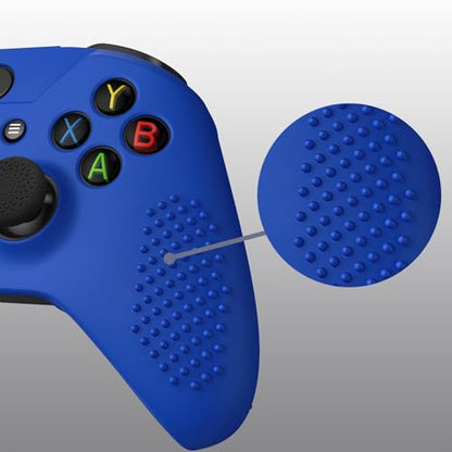 eXtremeRate PlayVital Soft Anti-Slip Dark Blue Silicone Controller Cover Skins and Black Thumb Grips Caps Protective Case for Xbox One X S Controller - Controller Without - color: Blue-Black