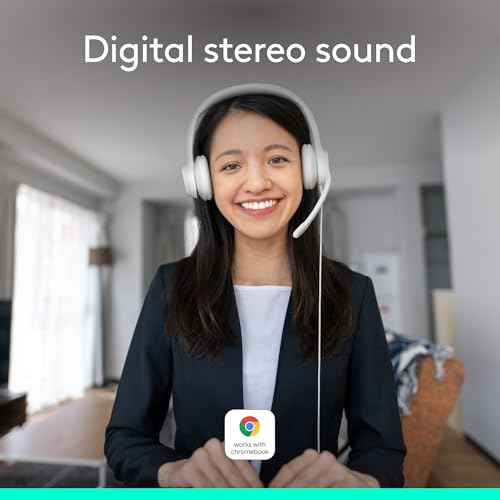 Logitech H390 Wired Headset PC/Laptop Stereo Headphones - Off White | Stereo Headphones for PC/Laptop, USB-A, In-Line Controls, Works with Chromebook - color: Off White, style: USB-A