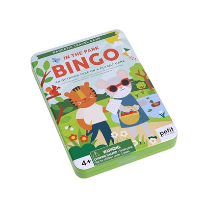 Petit Collage: Magnetic Bingo - in The Park | Outdoor Bingo Set, Find the Items at the Park | Includes Travel Tin for On-the-go Play| Great for Kids 4+