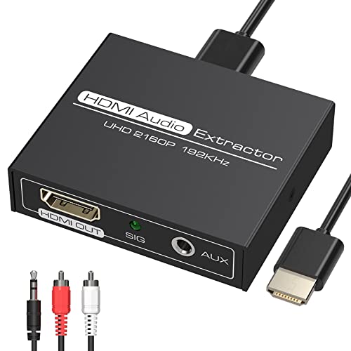 HDMI Audio Extractor 4K with 3.5mm AUX Stereo and L/R RCA Out Converter Adapter Splitter Support 4K 1080P 3D Compatable for PS3 Xbox Fire Stick - color: BLACK