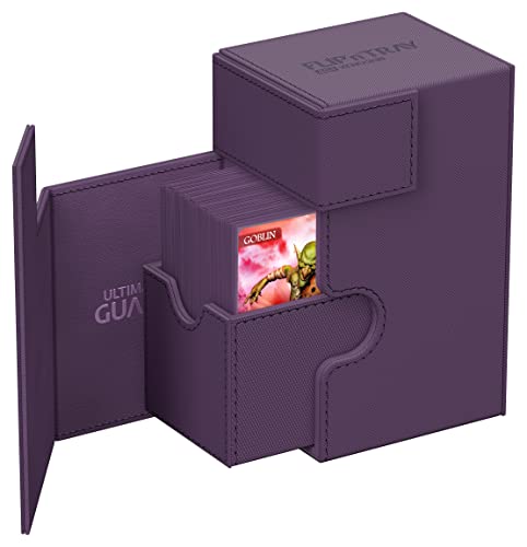 Ultimate Guard Flip'n'Tray 80+, Deck Case for 80 Double-Sleeved TCG Cards + Dice Tray, Purple, Independent Magnetic Closure & Microfiber Inner Lining - color: Purple, size: 80+