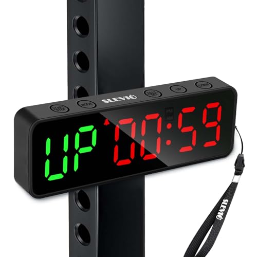 Small Gym Timer Clock Stopwatch Magnetic Workout Interval Timer, Large LED Digital Display, Home Accessories Countdown Clock for Home Gym Garage Schools (Matte Black) - color: Matte Black