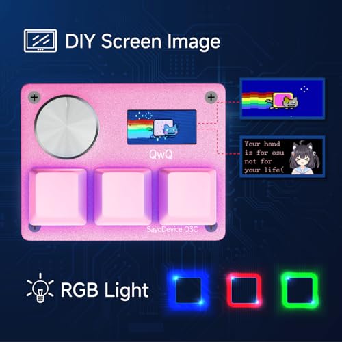 O3C Rapid Trigger Keyboard With Hall Magnetic Switch For OSU Geometry Dash | Rhythm Games,with Knob and Screen,Copy Paste,Shotcut,Macro Hotswap Mini Keypad Magnetic Linear Switches - color: Pink, size: Gateron KS-20 White Switch