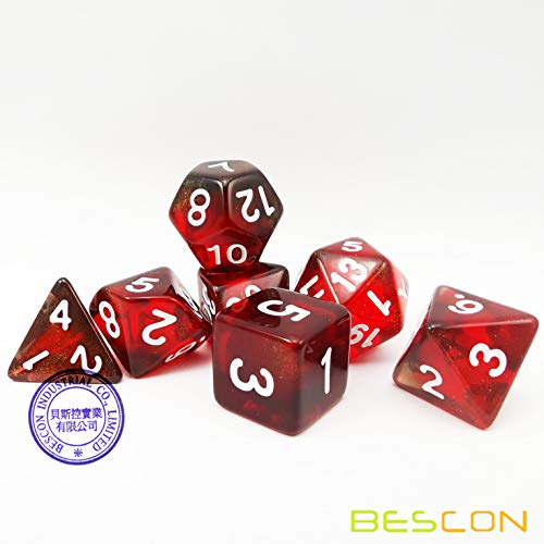 Bescon New Moonstone Dice Maroon, Polyhedral Dice Set of 7 - color: Maroon