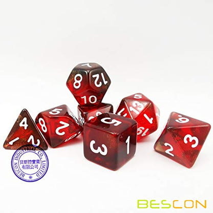 Bescon New Moonstone Dice Maroon, Polyhedral Dice Set of 7 - color: Maroon