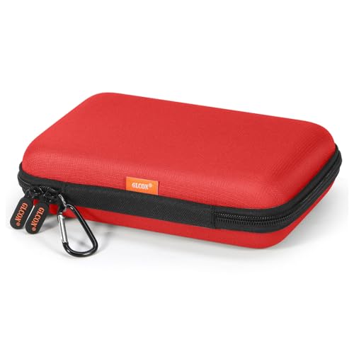 Shockproof Hard Shell Carrying Case for Portable External Hard Drive | Power Bank, Charger, Seagate Game Drive, Cell Phone, Electronic, Women Accessories - Large Storage Pouch Travel Bag - color: Pure-Red
