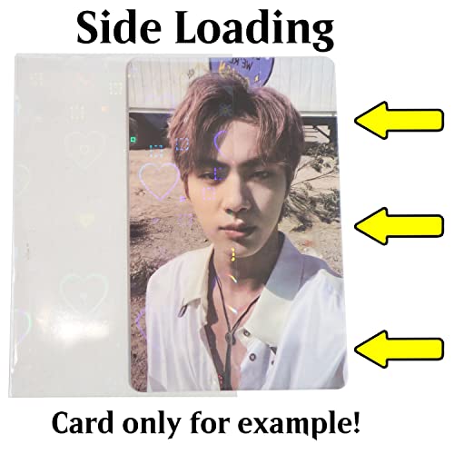 Black Lotus 100pcs/Lot Love Heart-Shape Laser Flashing Card Sleeves Trading Cards Film Magic Kpop Card Protector Holographic Foil Protective Cover (56x88mm), Clear