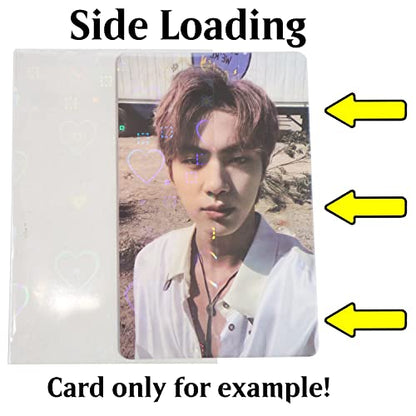 Black Lotus 100pcs/Lot Love Heart-Shape Laser Flashing Card Sleeves Trading Cards Film Magic Kpop Card Protector Holographic Foil Protective Cover (56x88mm), Clear