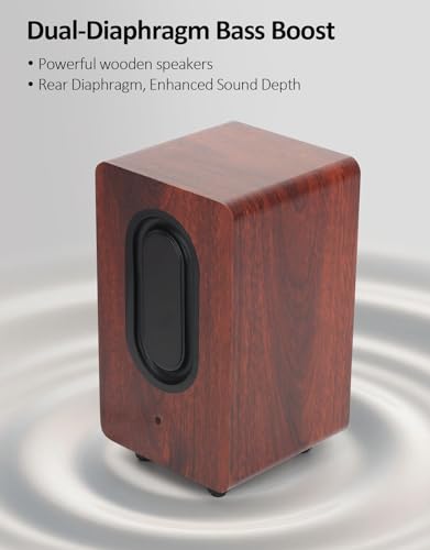 Computer Speakers 12W, Wooden Desktop Speakers USB Powered with Dual Diaphragm, High-Fidelity Stereo Sound for PC Laptop Monitor Tablet, Built-in Audio Output Jack – 2026 Upgrade