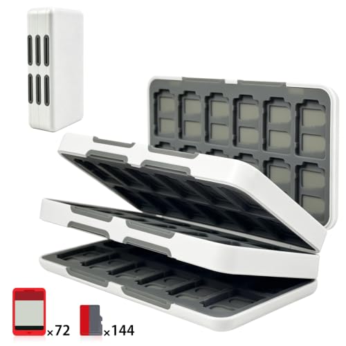 ONETIAOLONG Switch Game Case Holder for Switch 2 & OLED & Lite with 72 Cartridge Slots and 144 Micro SD Card Storage with Magnetic Closure,Protective Hard Shell and Soft Lining for Easy carrying - color: White, style: 72-slots