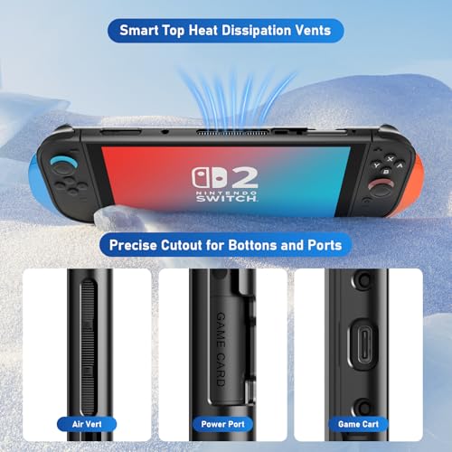 Lainergie 9-IN-1 Switch 2 Grip Case, Ergonomic Grip Hard Shell with Replaceable Grips [to fit All Hands Sizes], Dockable Handheld Shell Set for Nintendo Switch 2 2025, Neon Blue (L) + Neon Red (R) - color: Neon Blue + Red
