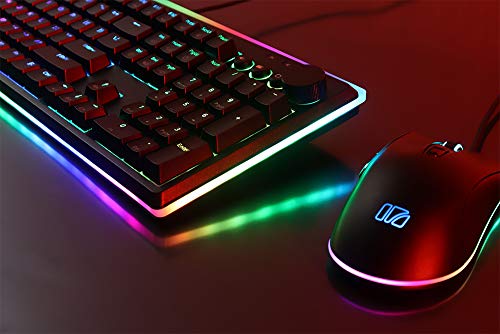 i-rocks K71M RGB Mechanical Gaming Keyboard with Media Control Knob, Switches (Red), 107 Keys w/Full NKRO, PBT Keycaps, Multimedia Hotkeys, Detachable USB-C Cable and Onboard Storage, Black - color: Black, size: Switches (Red)