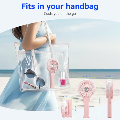 HandFan Upgraded Handheld Misting Fan, Two Button Easy Operation, Rechargeable Portable Mister Fan, Spray Water Mist Fans, Mini Electric Cooling Fans for Travel, Outdoors, Disney(Pink) - color: Pink, style: Two Button Control