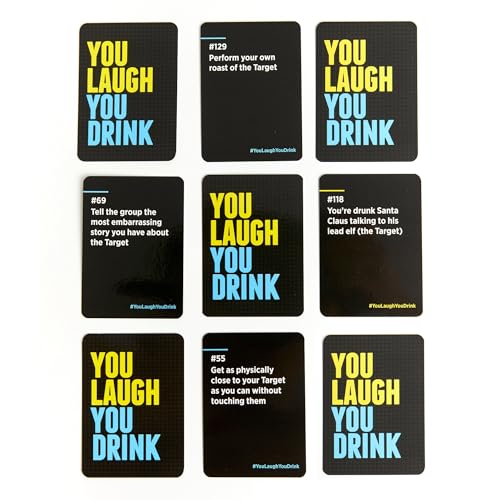 DSS Games You Laugh You Drink for People Who Can’t Keep A Straight Face [Try Not to Laugh Cards | Party Game for Adults | 150 Fun Prompt Cards for Game Nights, Pregames | Gift for Him]