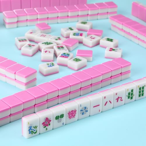 Soulchen Kaleidoscope Mahjong Tile Set 160 Mahjong Tiles 1.2'' Pink American Mahjongs Tile Set with Mahjongs Bag (Bamboo) - style: Bamboo