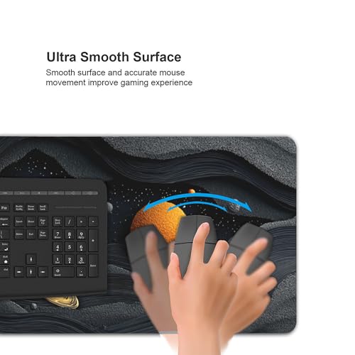 Galactic Space Planet Large Gaming Mouse Pad, Non-Slip Rubber Base, Desk Keyboard Mat, 35.4" x 15.7", Gift for Teens - color: Galactic Space Planet