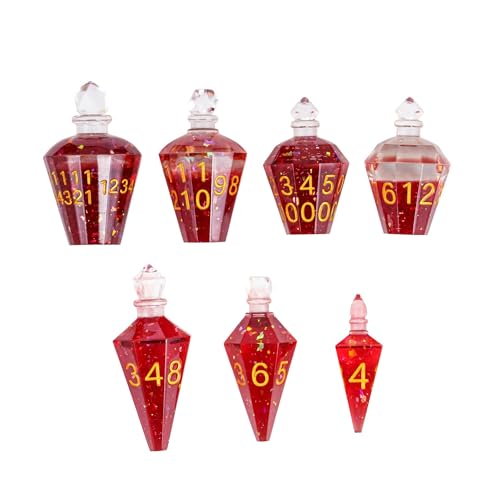 7PCS Potion DND Dice Set,Transparent Sharp Edge Dice Set D&D RPG Polyhedral Die,for Dungeons & Dragons, Pathfinder, and TTRPG Roleplaying Games (Red) - color: Red