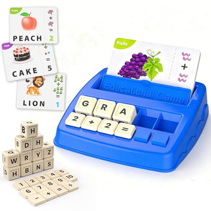 Educational Toys Learning Games for Kids 3-8, Matching Letter Spelling Early Math Game for Preschool& Kindergarten Kids Boys and Girls ，Christmas Birthday Gift for 4 5 6 7 Boys Girls（Navy Blue） - color: Navy Blue